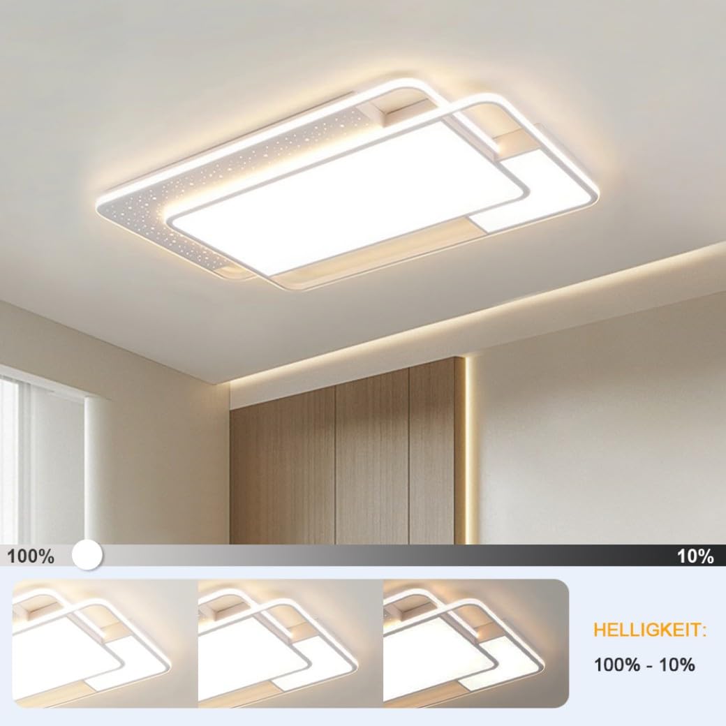 JDONG 90W LED Deckenleuchte Dimmbar 90x55CM Deckenlampe mit Fernbedienung 3000K-6500K Helligkeit einstellbar moderne Rechteckige Leuchte für Wohnzimmer