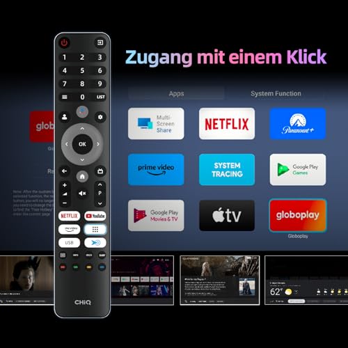 CHIQ L40FT 40 Zoll, Full HD, (100 cm) Smart Fernseher, HDR10, Dolby Audio & DBX-tv, Triple Tuner DVB-C/T2/S2, Integrierter Chromecast, Metall Randlos Design