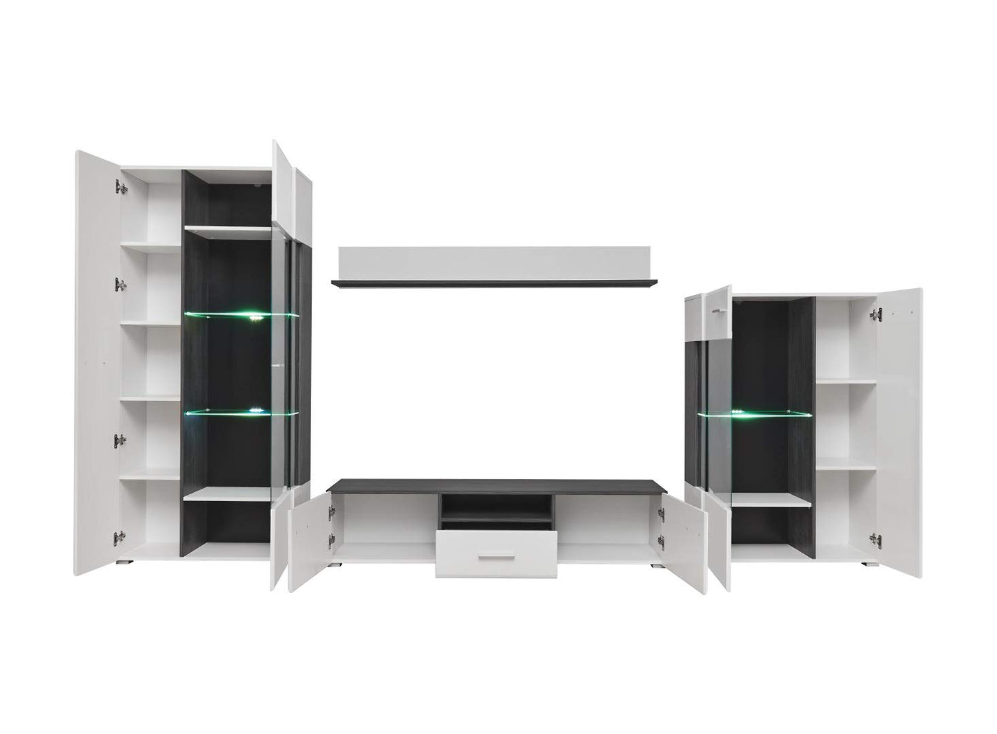 MEBLE KRYSPOL Solido Living Room Wall Unit - Living Room Furniture - Modern Living Room Wall Unit - Sideboard Living Room Cabinet Wall - Living Room Furniture Modern - Shelf White - TV Cabinet -