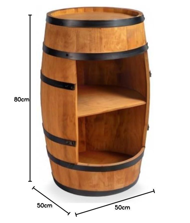 CREATIVE COOPER Wine Barrel Bar Table - Mini Bar Shelf Round - Alcohol Shrank Bottle Rack Wooden Shelves - Wooden Barrel Decoration - Wine Rack - Barrel Furniture - Wine Rack - Furniture Living Room -