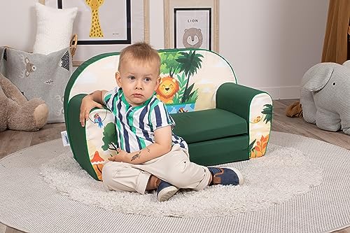 Delsit Kindersofa zum Ausklappen - Kinder Sofa mit Schaumstofffüllung - Sofa Kinder mit Abnehmbarem Bezug - Kindermöbel Kindersofa Mädchen & Jungen- 9 Monate bis 4 Jahre - DT2-22042