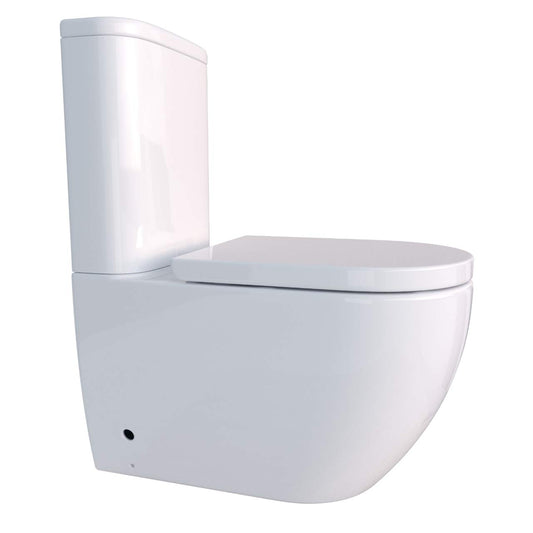 KERABAD Stand WC mit Spülkasten komplett Set, Spülrandlos, Abgang senkrecht und waagerecht, WC-Sitz aus Duroplast mit Absenkautomatik SoftClose-Funktion KB6003-U aus Keramik