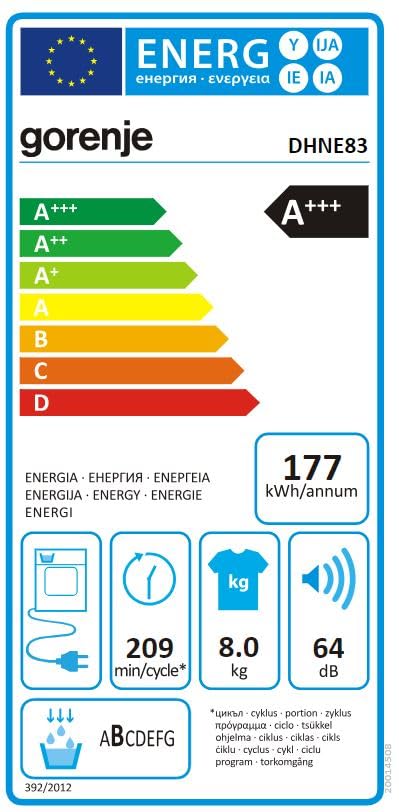 Gorenje DPNE82/GN Trockner/Kondensation mit Wärmepumpe / 8kg / 16 Programme/WIFI/Made in Europe/WaveActive Trommel/TwinAir/Feuchtesensor/Naturedry/LED Display/EEK: A++