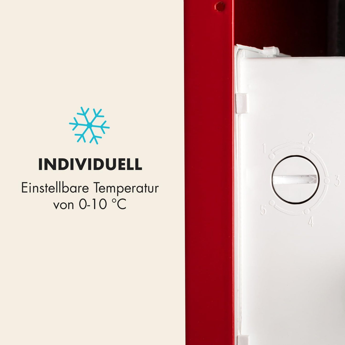 Klarstein PopLife Getränkekühler - Mini-Bar, Retrokühlschrank, 0-10°C, nur 39 dB, 115 L, umweltfreundlich, doppelt verglaste Tür, Retro-Design, rot