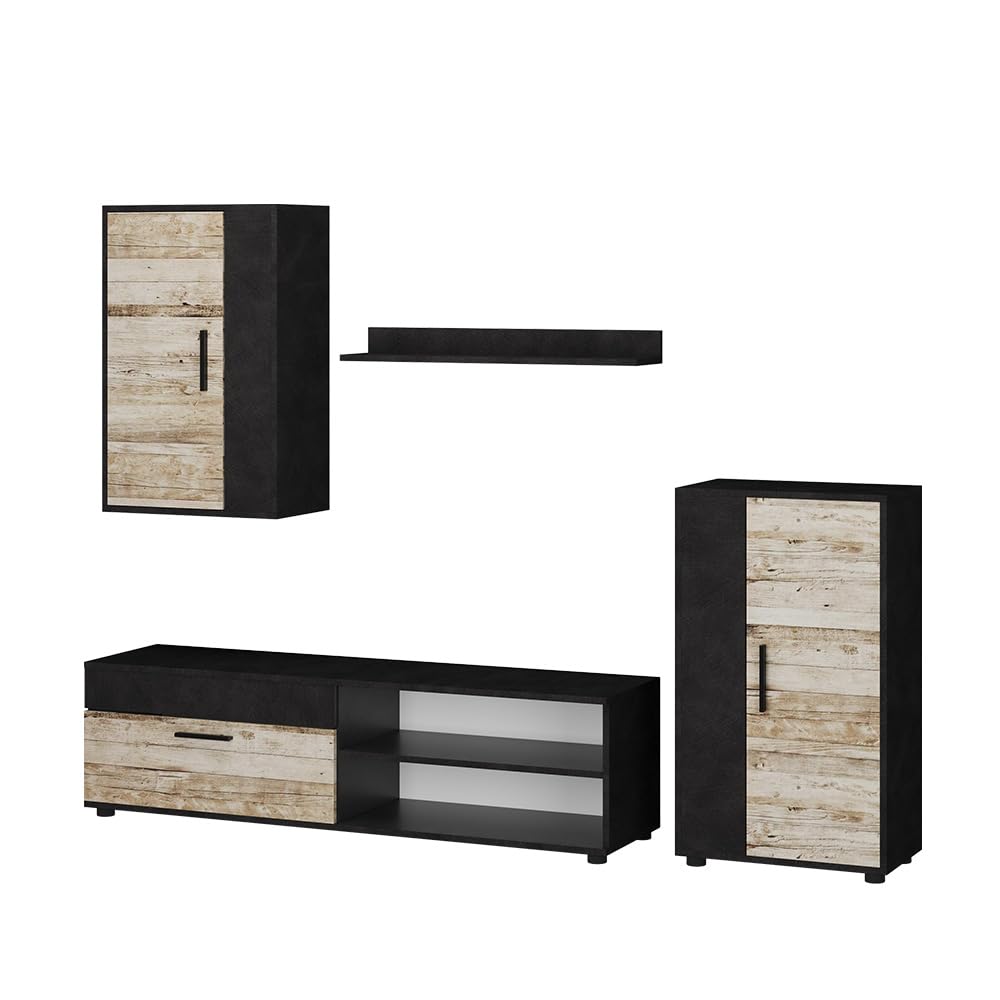 Vicco Berno TV Wall Unit Beige / Anthracite Set of 4