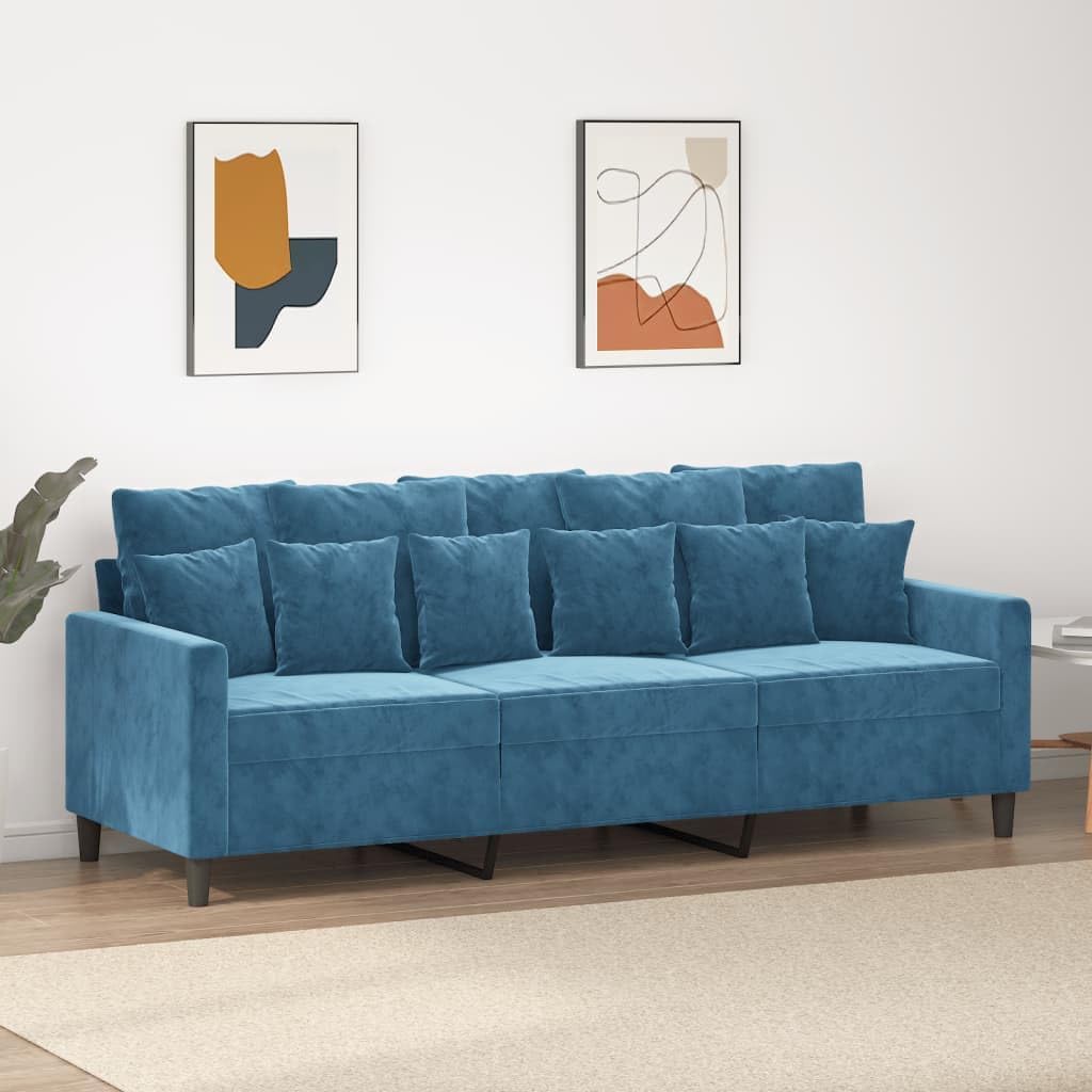Willood 3-TLG. Sofagarnitur mit Kissen Dunkelgrau Samt,Sofa geeignet für Wohnzimmer, Sofa Set, mit Armlehnen und Kissen