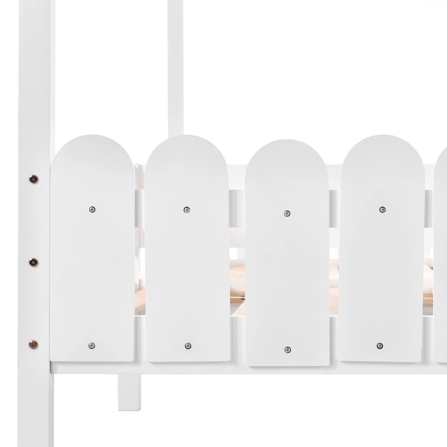 Merax Hausbett 90x200 cm mit 2 Schubladen, für 2 Kinder Doppelbett, Vielseitiges Holz Baumhausbett für Mädchen & Jungen, Stabil Spielbett Gitterbett mit Rausfallschutz und Lattenrost, Weiß