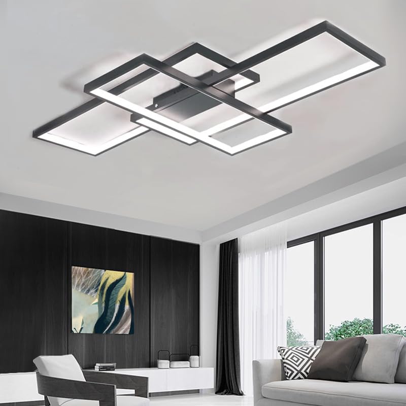Qiaomao LED Deckenleuchte Modern Lampe Wohnzimmer mit Fernbedienung Weiß (90x50x9cm, 80w) Dimmbar Deckenlampe Stufenloses Dimmen Schlafzimmerlampe, Groß Deckenleuchten für Schlafzimmer Büro Esszimmer