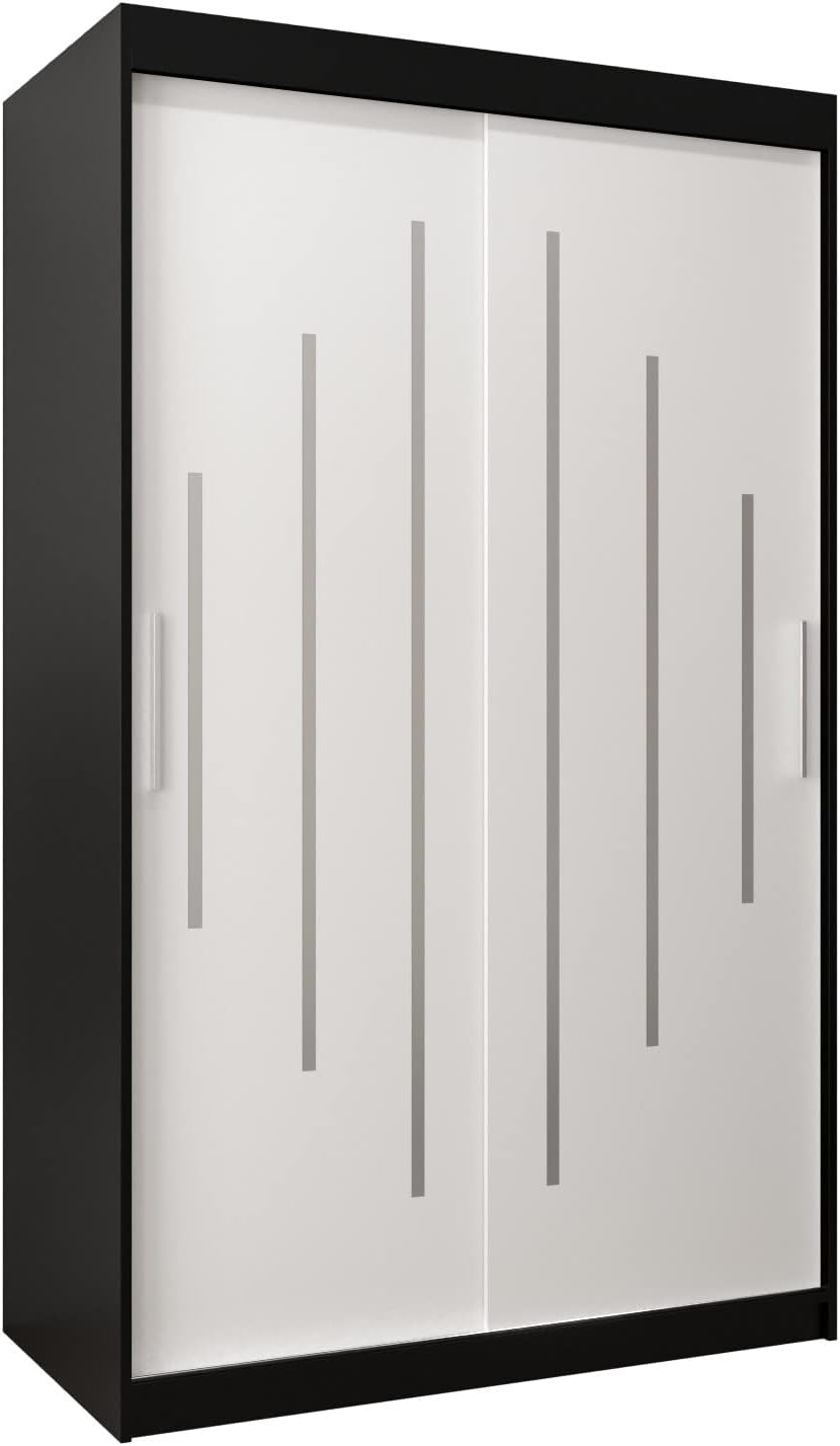 Kryspol Schwebetürenschrank York 250 cm Kleiderschrank mit Kleiderstange und Einlegeboden Schlafzimmer- Wohnzimmerschrank Schiebetüren Modern Design (Weiß)