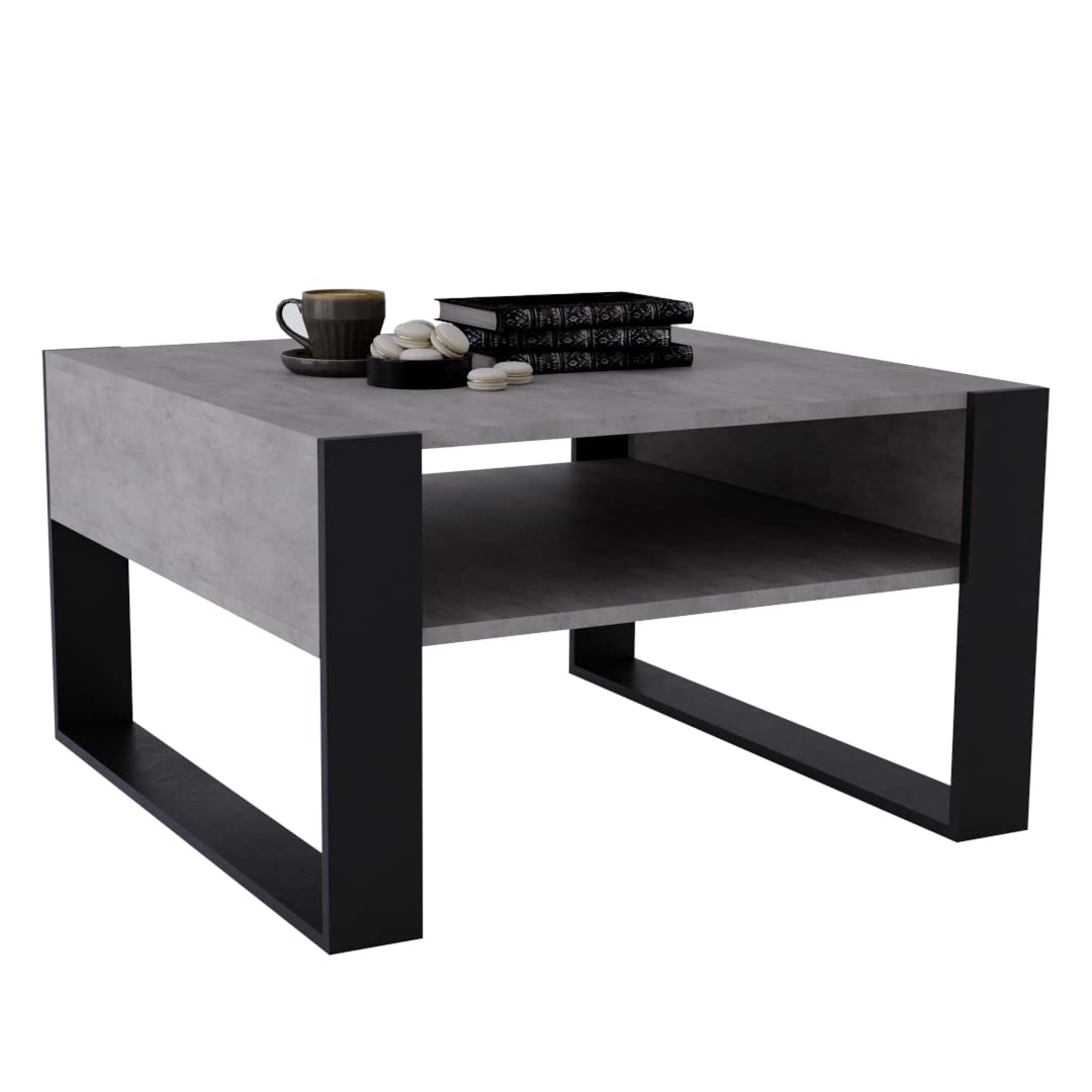 AKKE Karo Couchtisch für Wohnzimmer Beistelltisch Wohnzimmertisch Modern Sofatisch Kaffeetisch Deko Möbel für Wohnzimmer Wohnzimmertische Couchtische Eiche Mit Schwarzen Beinen