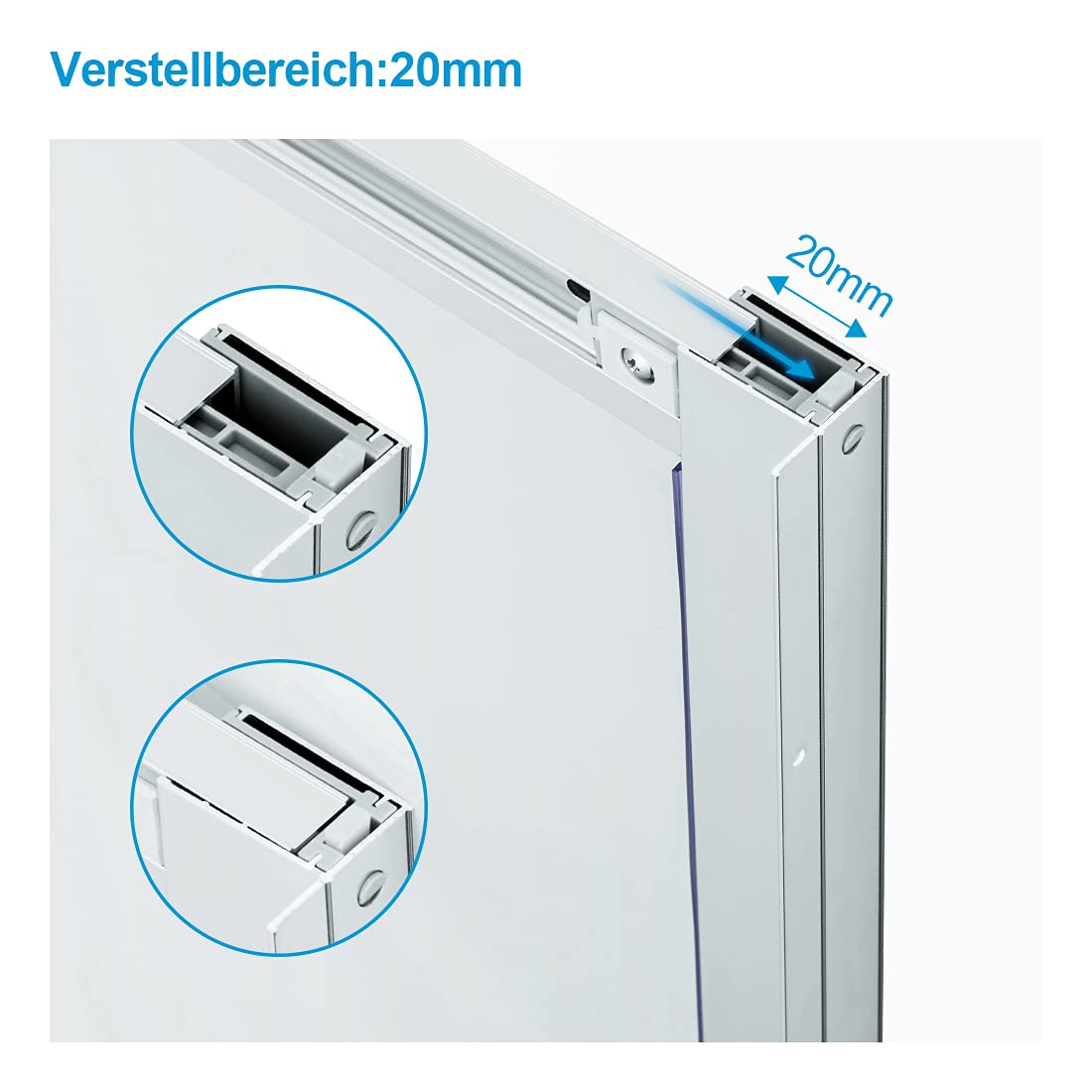 Heilmetz Duschkabine 80x90 cm Eckeinstieg Duschabtrennung Schiebetür Duschtür Nische Duschkabinen Glastür Schiebetür 5mm ESG Sicherheitsglas Doppel Schiebetür Duschtür - Höhe 185cm