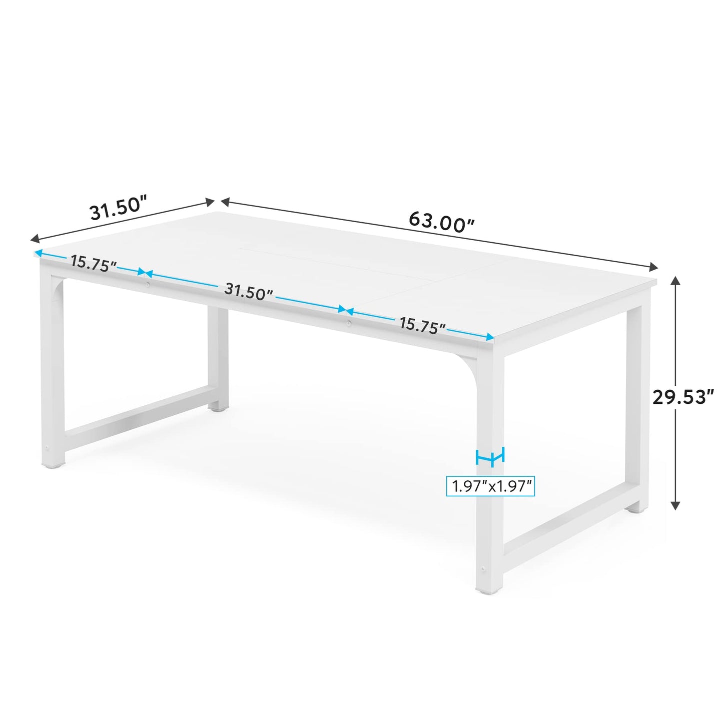 Tribesigns Schreibtisch Computertisch, PC Tisch Bürotisch Arbeitstisch Esstisch in Schwarz für Home Office zu Hause Schreibtische, Konferenztisch (Rustikales Braun/Schwarz, 180 x 80 x 75 cm)