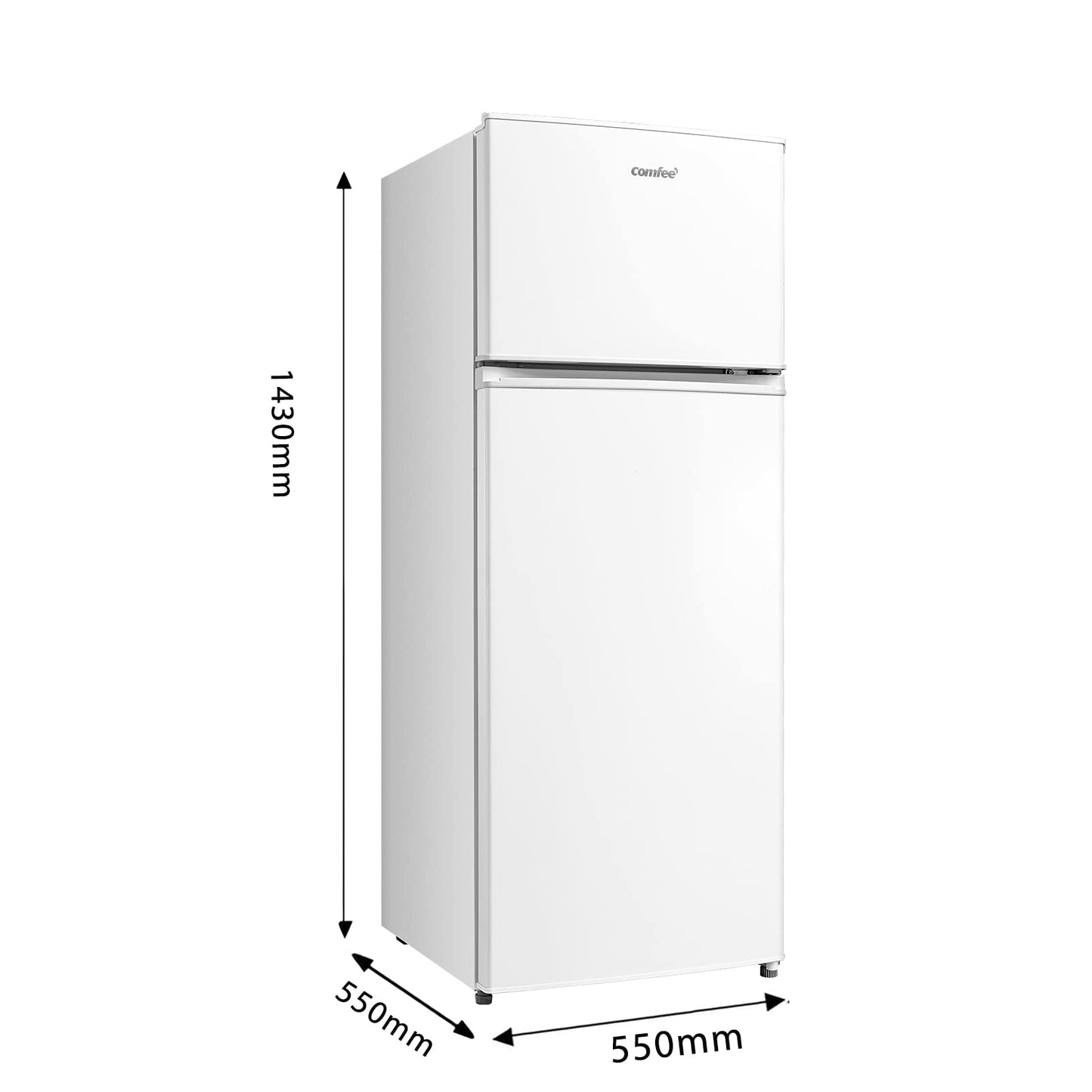 Comfee RCT284DK2A Fridge/Freezer, Top Freezer Compartment, 176 kWh/Year, 143 cm Height, LED Light, Reversible Door Hinge, Black