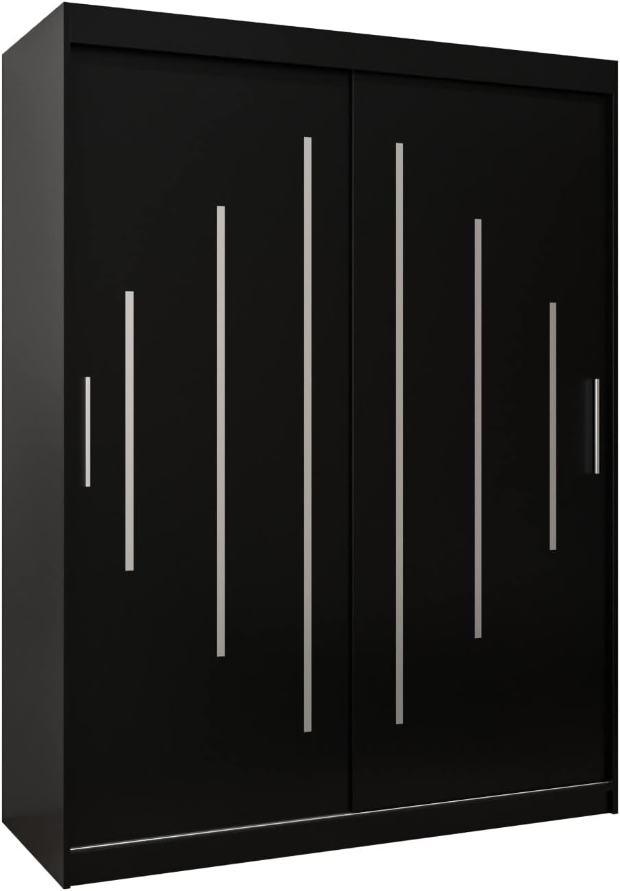 Kryspol Schwebetürenschrank York 250 cm Kleiderschrank mit Kleiderstange und Einlegeboden Schlafzimmer- Wohnzimmerschrank Schiebetüren Modern Design (Weiß)