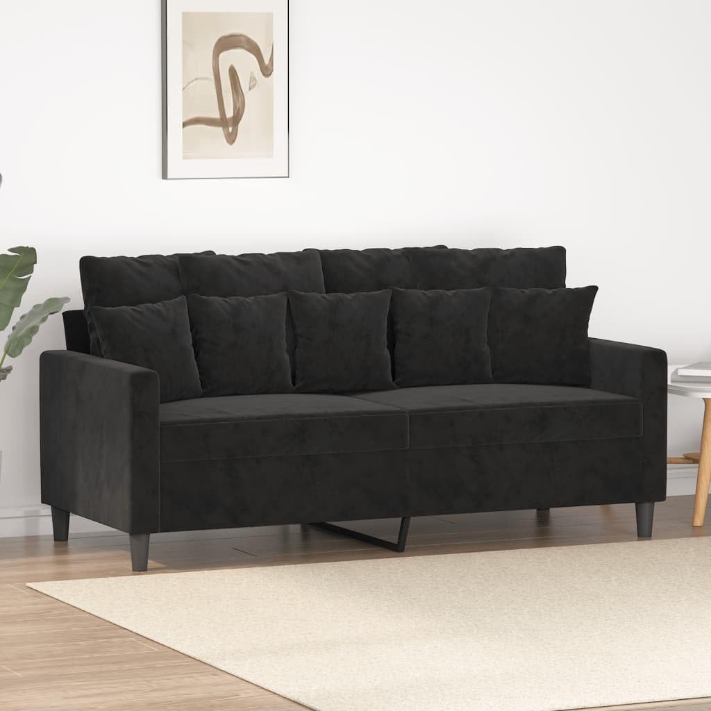 Willood 3-TLG. Sofagarnitur mit Kissen Dunkelgrau Samt,Sofa geeignet für Wohnzimmer, Sofa Set, mit Armlehnen und Kissen