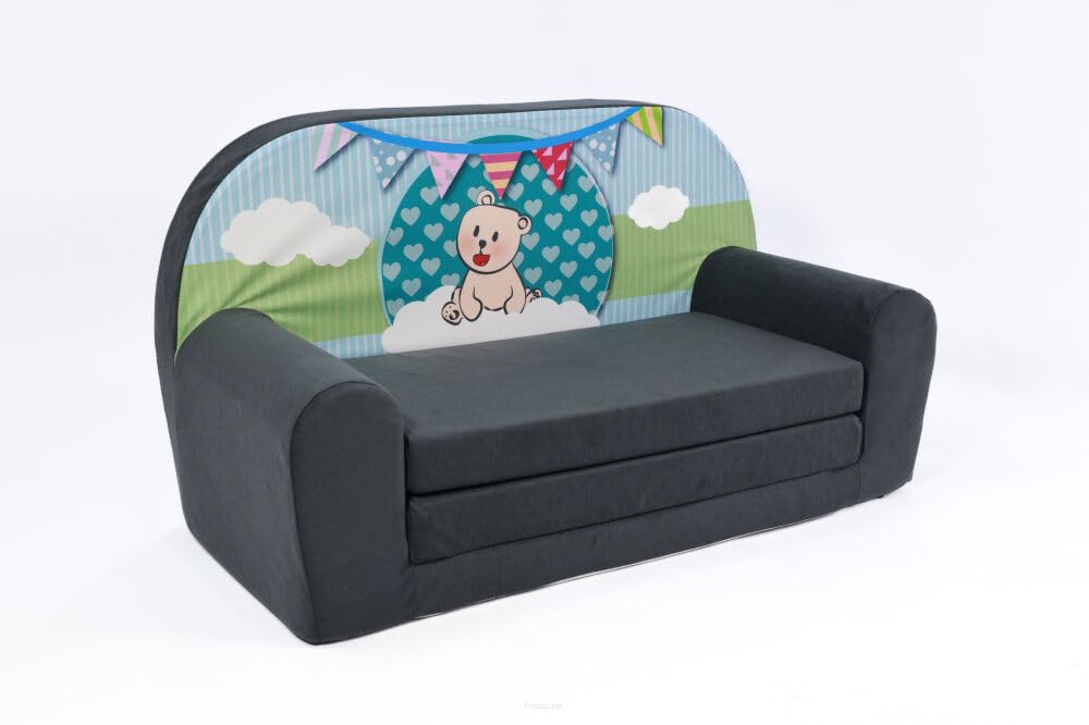 FORTISLINE Children's Sofa Mini Foldable 40 x 78 x 45 cm - Children's Sofa for Children 2-in-1 - Children's Couch Foldable - Foam Sofa Bed - Removable Cover - Many Designs