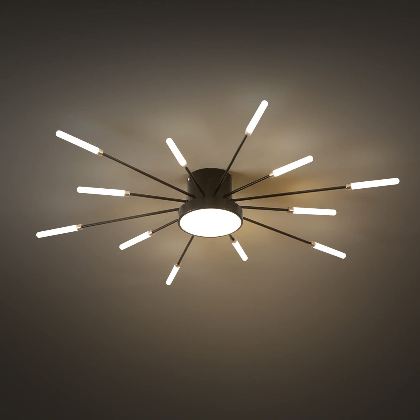 minifair Moderne LED-Deckenleuchte, 12 + 1 Köpfe, halbbündige Deckenleuchte, goldene Kronleuchter, Deckenbeleuchtung für Schlafzimmer, Wohnzimmer, Küche, Esszimmer, Restaurant