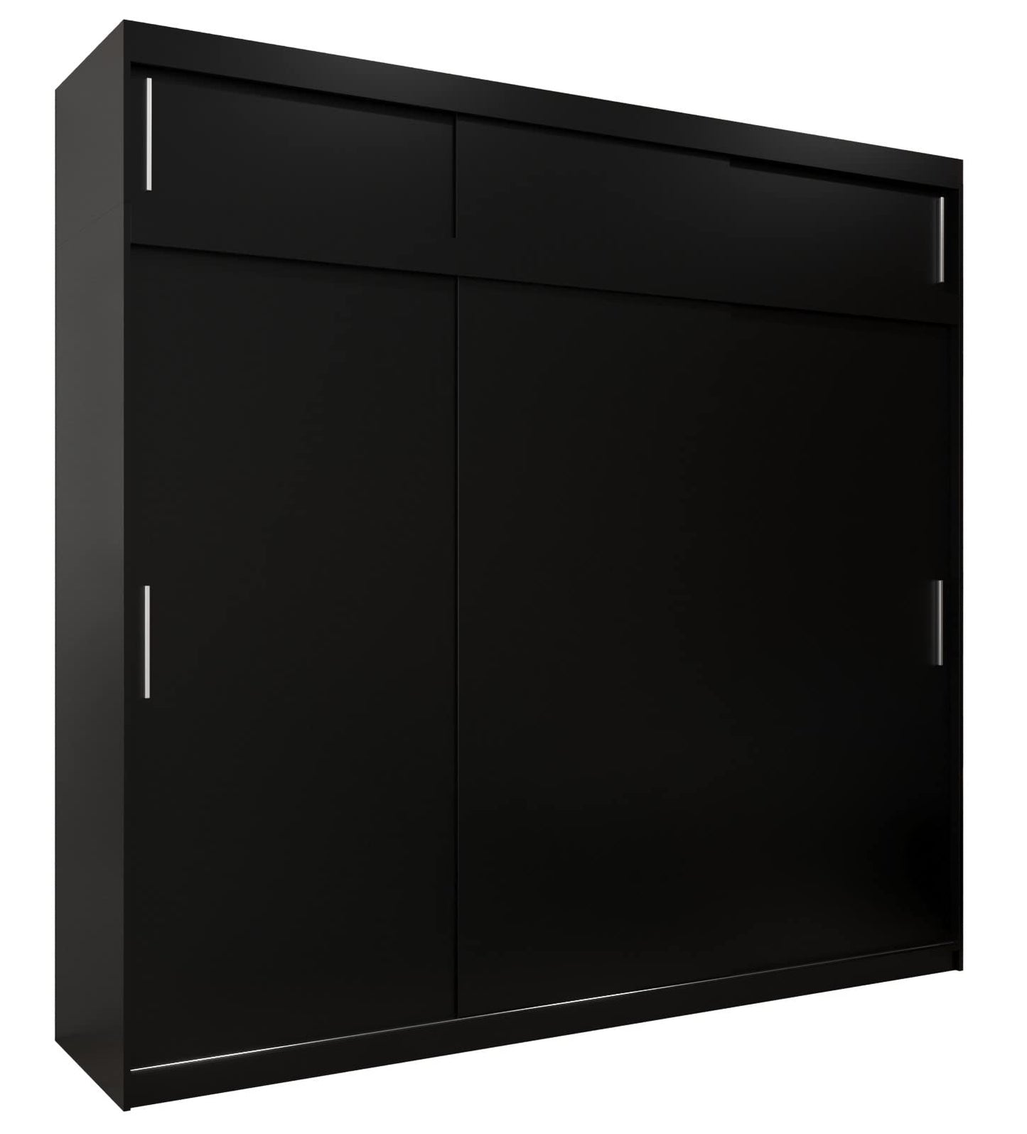 MEBLE KRYSPOL Tokyo 250 Wardrobe with Three Sliding Doors for Bedroom – Modern Storage Cabinet with Clothes Rail and Shelves – 250 x 200 x 62 cm – Matte Black and Artisan