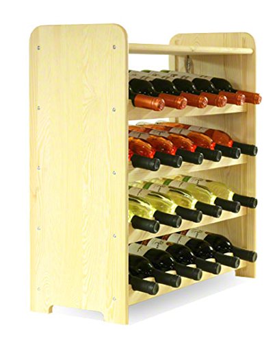PROREGAL Weinregal PINOTWINE C | HxBxT 87,2x63,2x26,5cm | 42 Flaschen | Massives Kiefernholz | Natur unbehandelt | Weinhalter Weinständer Flaschenständer Flaschenregal Holzregal