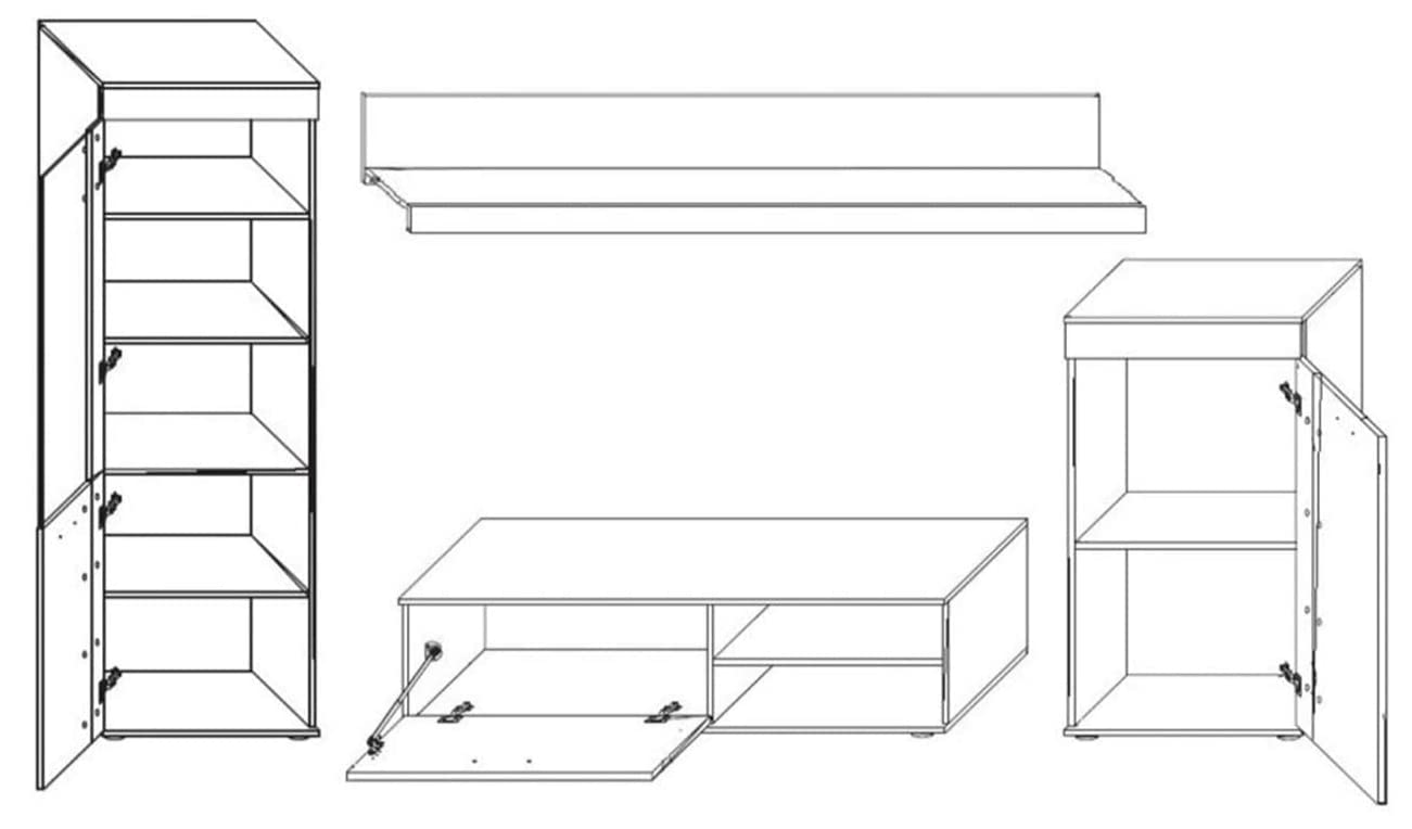 MEBLE KRYSPOL Solido Living Room Wall Unit - Living Room Furniture - Modern Living Room Wall Unit - Sideboard Living Room Cabinet Wall - Living Room Furniture Modern - Shelf White - TV Cabinet -