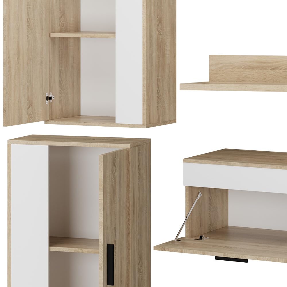 Vicco Berno TV Wall Unit Beige / Anthracite Set of 4