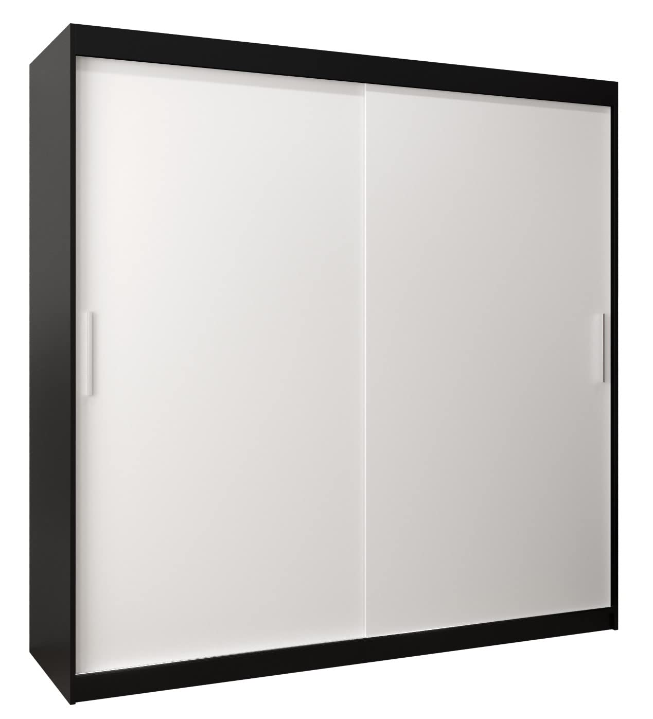 MEBLE KRYSPOL Tokyo 250 Wardrobe with Three Sliding Doors for Bedroom – Modern Storage Cabinet with Clothes Rail and Shelves – 250 x 200 x 62 cm – Matte Black and Artisan