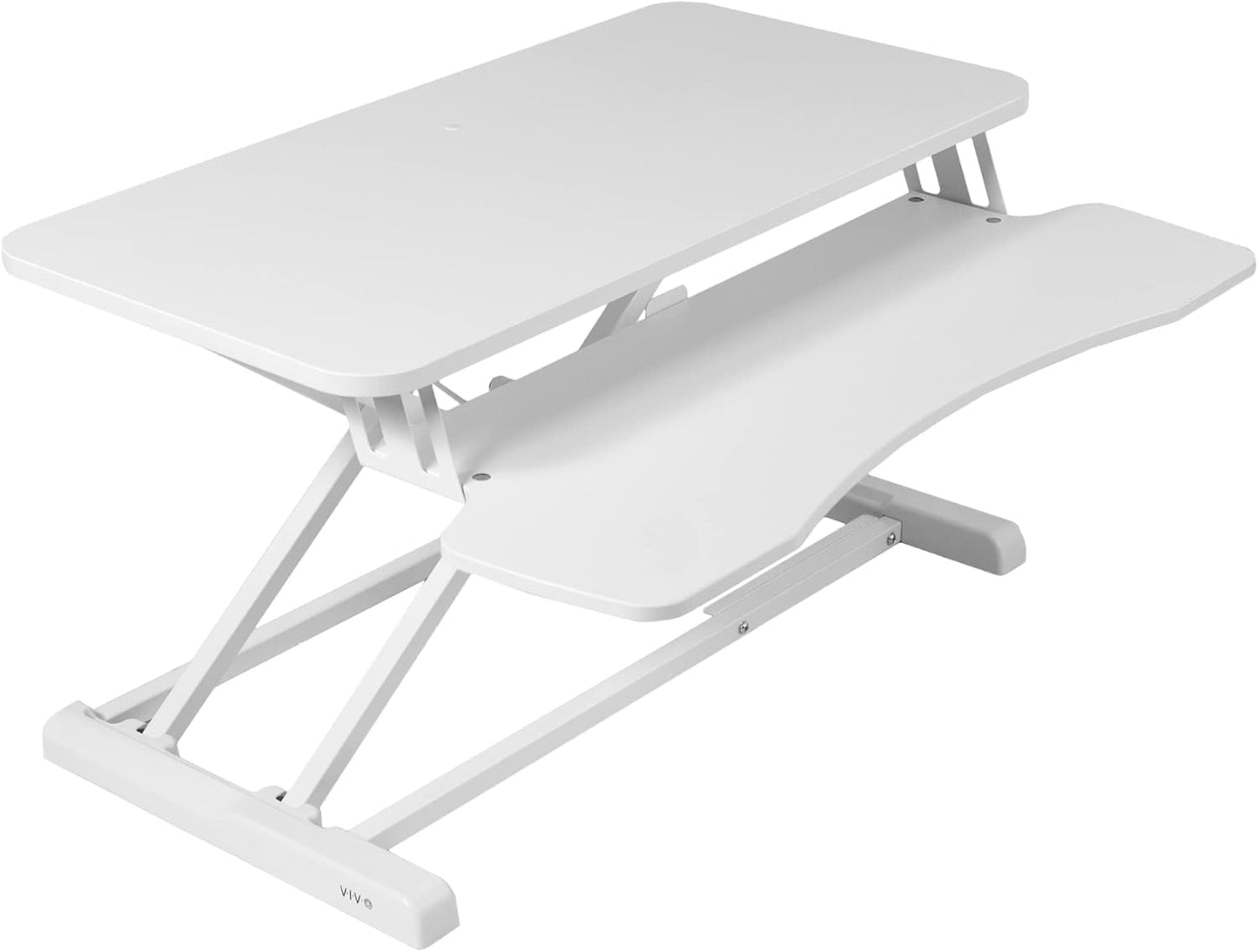 VIVO 32” Stehpult-Konverter mit höhenverstellbarem Aufsatz, Steh-Sitz-Arbeitsplatz für zwei Monitore und Laptop, mit breiter Tastaturablage, Schwarz, DESK-V000K