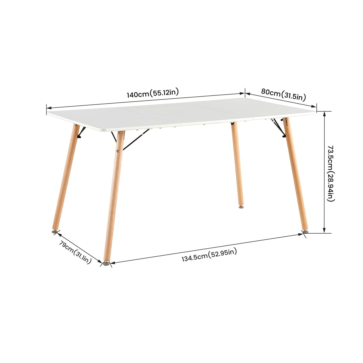 H.J WeDoo Esszimmergruppe mit 4 Essstühlen, Rechteckig Esstisch und Stühle für Esszimmer, Küche, Wohnzimmer, Weißer Esstisch und Graue Stühle