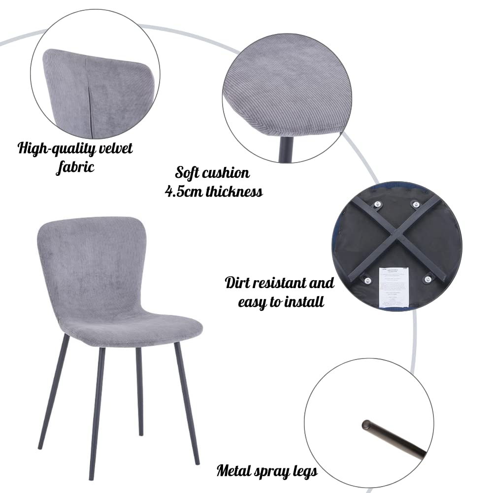 GOLDFAN Dining Table with 4 Chairs Dining Table Round Glass Kitchen Table Dining Room Chair Velvet 80 cm Green