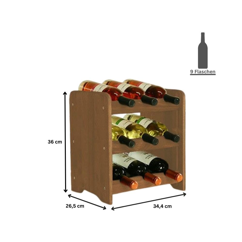 PROREGAL Weinregal PINOTWINE C | HxBxT 87,2x63,2x26,5cm | 42 Flaschen | Massives Kiefernholz | Natur unbehandelt | Weinhalter Weinständer Flaschenständer Flaschenregal Holzregal