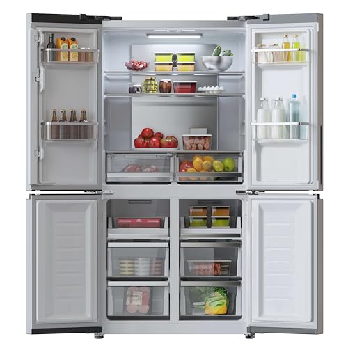 Cecotec Amerikanischer Kühlschrank, 4 Türen, 564 l, Bolero, CoolMarket, 4D 564 Dark E. 183 cm hoch, 91 cm breit, Wasserspender, geringer Stromverbrauch, Invertermotor, Plus, Total NoFrost