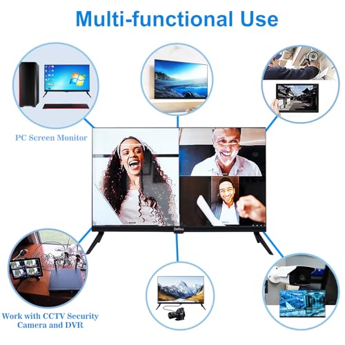 Eoulyee 24 Zoll Überwachungskamera Monitor, CCTV Überwachungsanzeige, Multifunktionsschnittstelle HDMI, AV, BNC, VGA, USB, PC Eingang LCD-Computermonitor 1920x1080 Full HD Auflösung