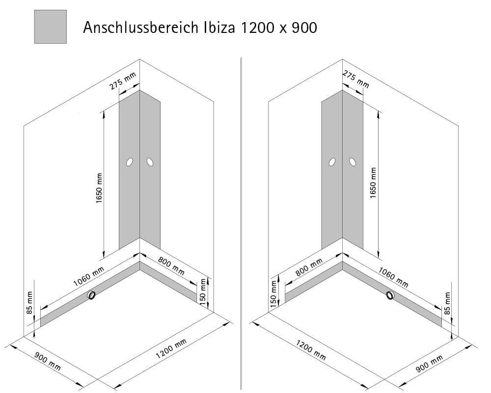 Schulte Ibiza Complete Shower 120 x 80 cm Shower Temple 5 mm Safety Glass Profile Matte Black Shower System Matte Black Rear Panels White Shower Tray White