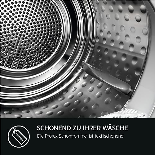 AEG Wärmepumpentrockner 8 kg, Serie 7000 SensiDry: Schonendes & energiesparendes Trockenverfahren, neue Energiekl. D, Mengenautomatik, Schontrommel, wechselende Drehrichtung, Knitterschutz, TR7T61580