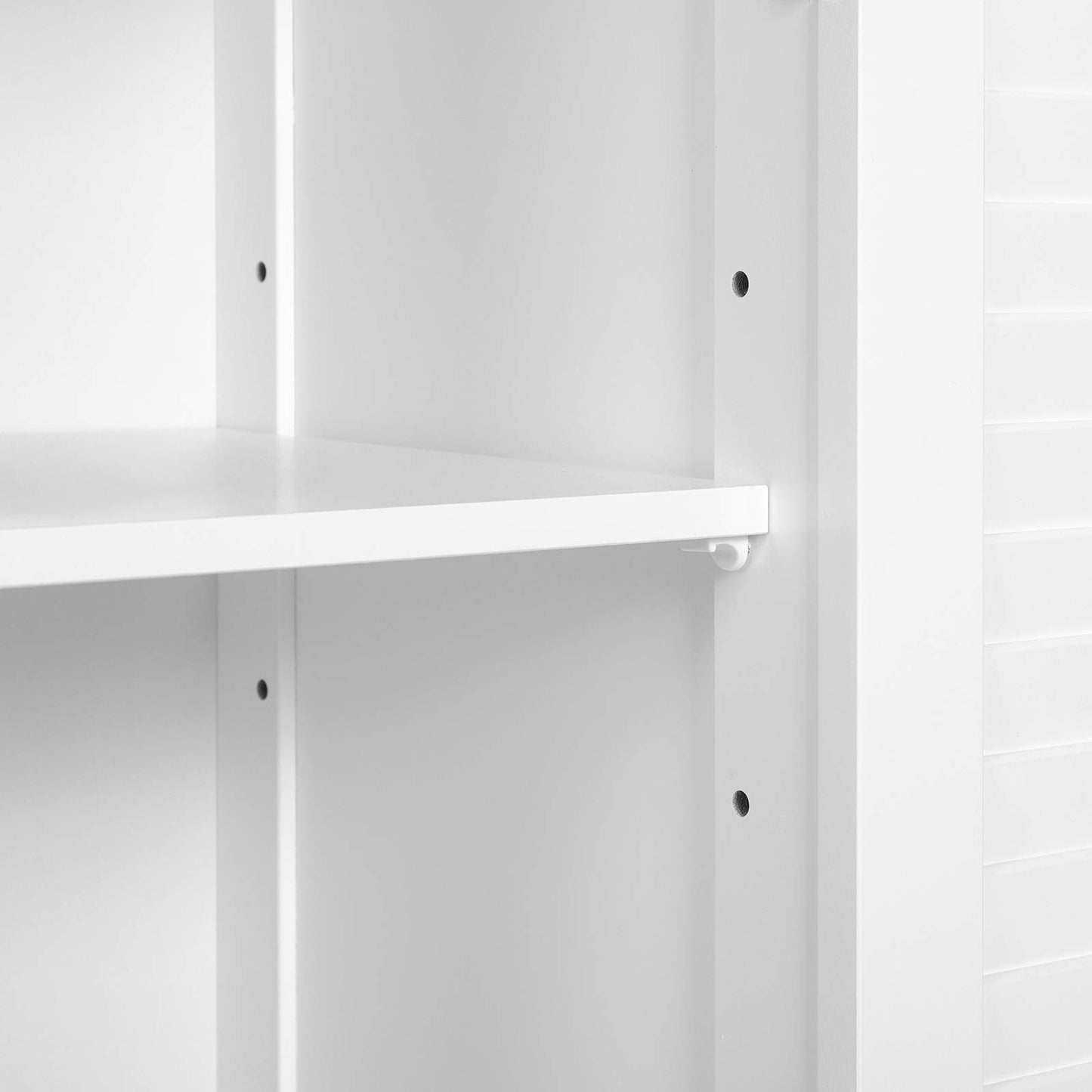 Vasagle BBC05WT Scandinavian Style Bathroom Cabinet, Storage Cabinet 60 x 30 x 60 cm with 2 Slat Doors, Adjustable Shelf with Handles - Matt White