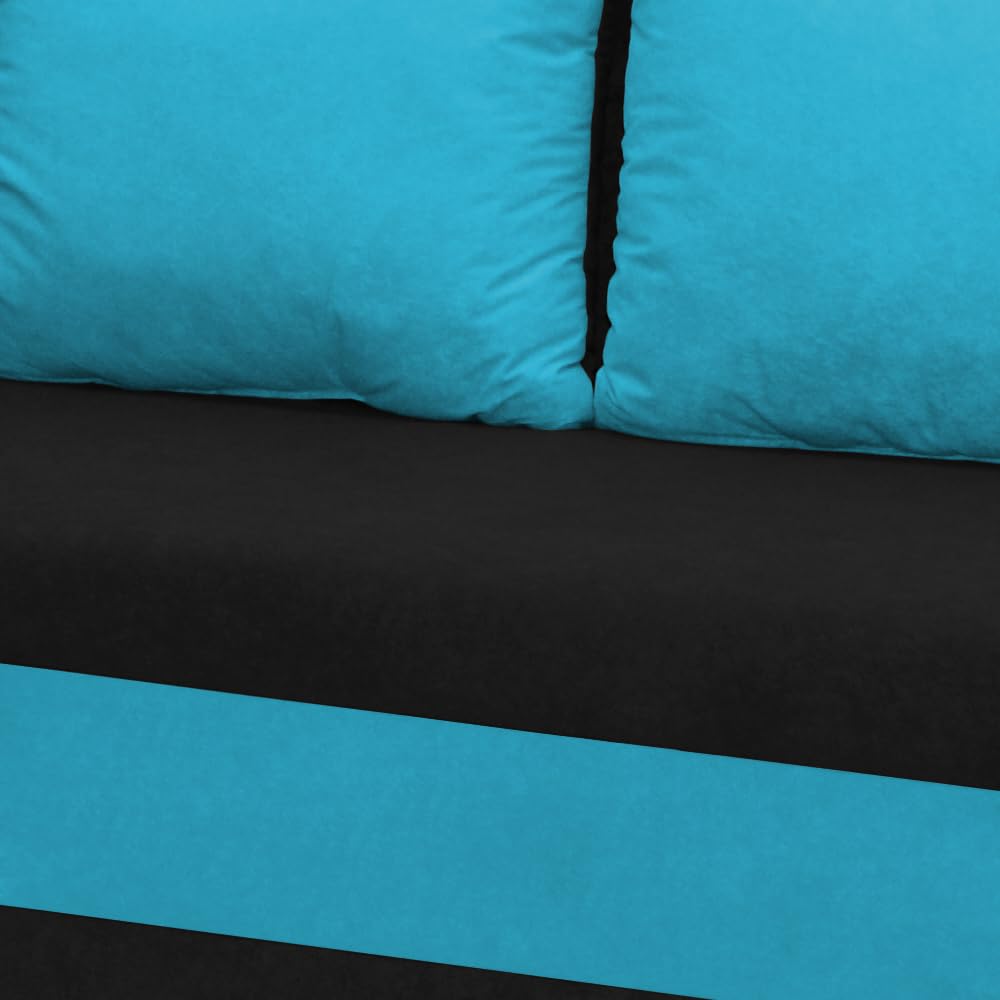 FORNIRO 24 Loft Ecksofa mit Schlaffunktion und Bettkasten - Sofa mit 3 Sitzen und Robustem Überzug - Universal Schlafcouch L-Form - Modern Couch - 225x130x75 cm - Schwarz-Türkis