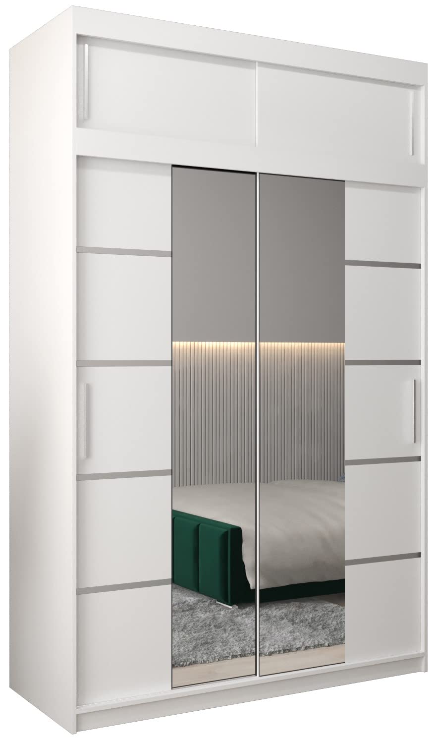 MEBLE KRYSPOL Verona 4 250 Bedroom Wardrobe Sliding Doors Cabinet with Mirror Wardrobe with Mirror Sliding Door Wardrobe Sliding Doors - 250 x 240 x 62 cm - Sonoma with Extension
