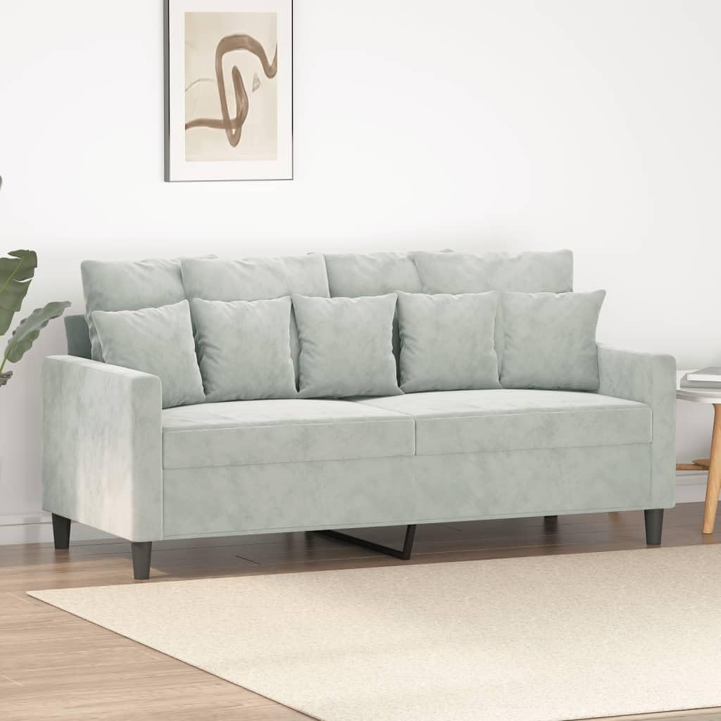 Willood 3-TLG. Sofagarnitur mit Kissen Dunkelgrau Samt,Sofa geeignet für Wohnzimmer, Sofa Set, mit Armlehnen und Kissen