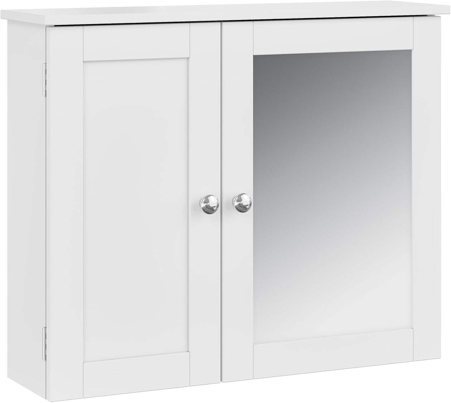 RRX Bathroom Storage Cabinet, Wall Cabinet with Mirror, Wall Cabinet for Bathroom, Adjustable Shelf, 2 Doors Over the Toilet, 16.5 x 60 x 49 cm (L x W x H)