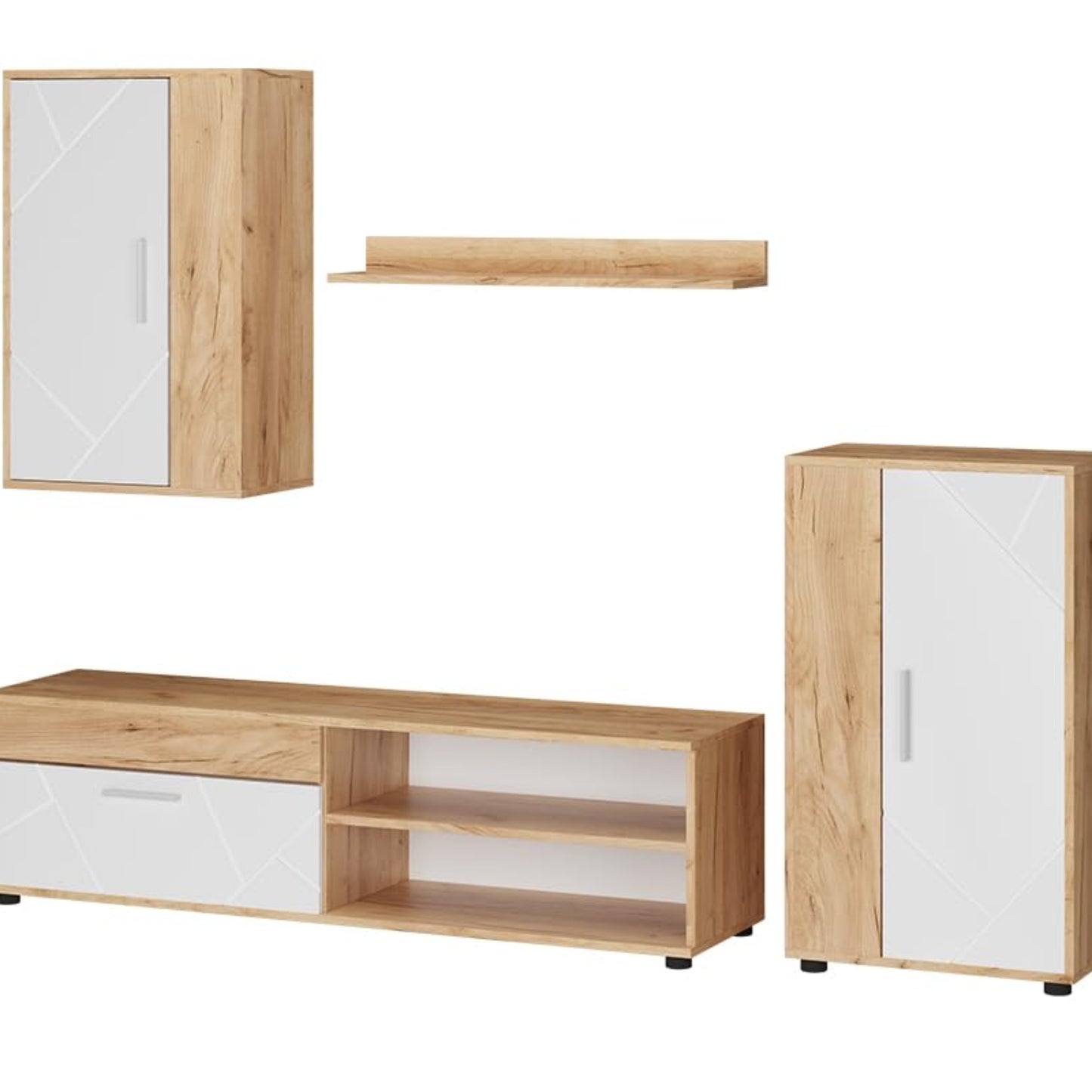 Vicco Berno TV Wall Unit Beige / Anthracite Set of 4