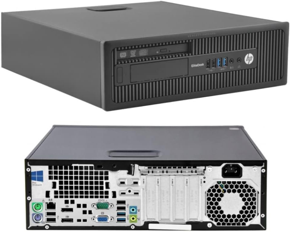 HP EliteDesk 800 G1 SFF Desktop Computer PC, Intel Core i5-4570, 16 GB RAM, 512 GB SSD, US Tastatur, WiFi, Bluetooth, Windows 11 Pro (Generalüberholt)