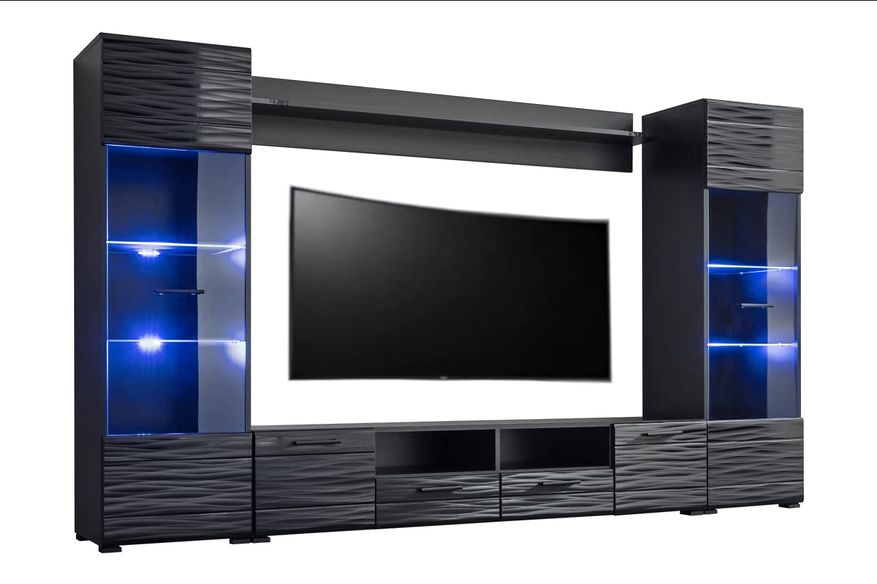 MEBLE KRYSPOL Solido Living Room Wall Unit - Living Room Furniture - Modern Living Room Wall Unit - Sideboard Living Room Cabinet Wall - Living Room Furniture Modern - Shelf White - TV Cabinet -