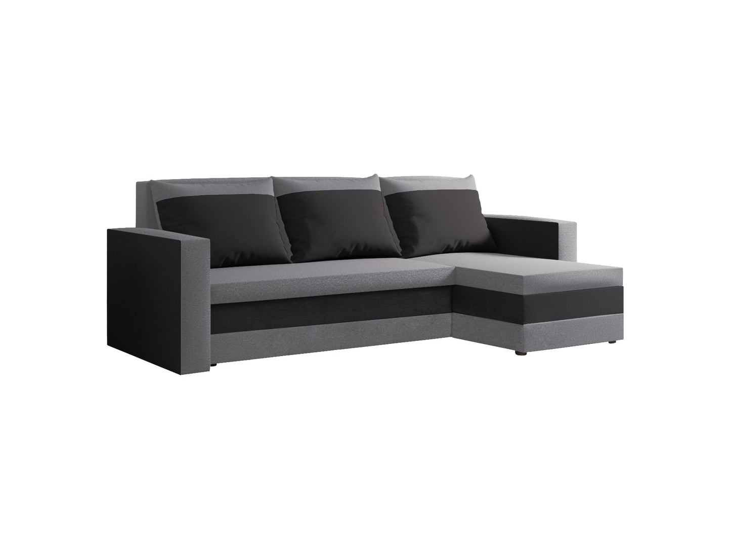 FORNIRO 24 Loft Ecksofa mit Schlaffunktion und Bettkasten - Sofa mit 3 Sitzen und Robustem Überzug - Universal Schlafcouch L-Form - Modern Couch - 225x130x75 cm - Schwarz-Türkis