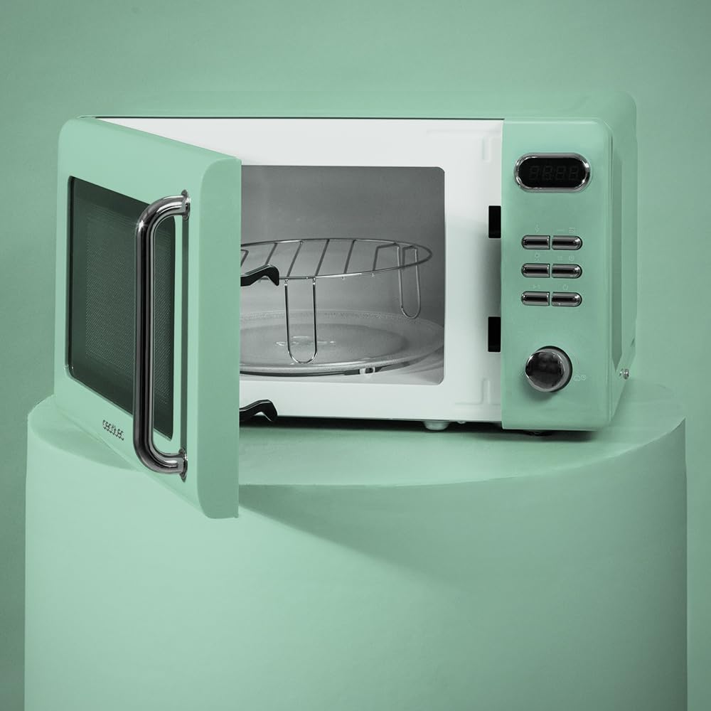 Cecotec Proclean 5110 20L Retro Beige 700W 5 Level Digital Microwave with Grill - 60 Minutes Timer - 8 Programmes and Defrost Mode - Vintage Beige