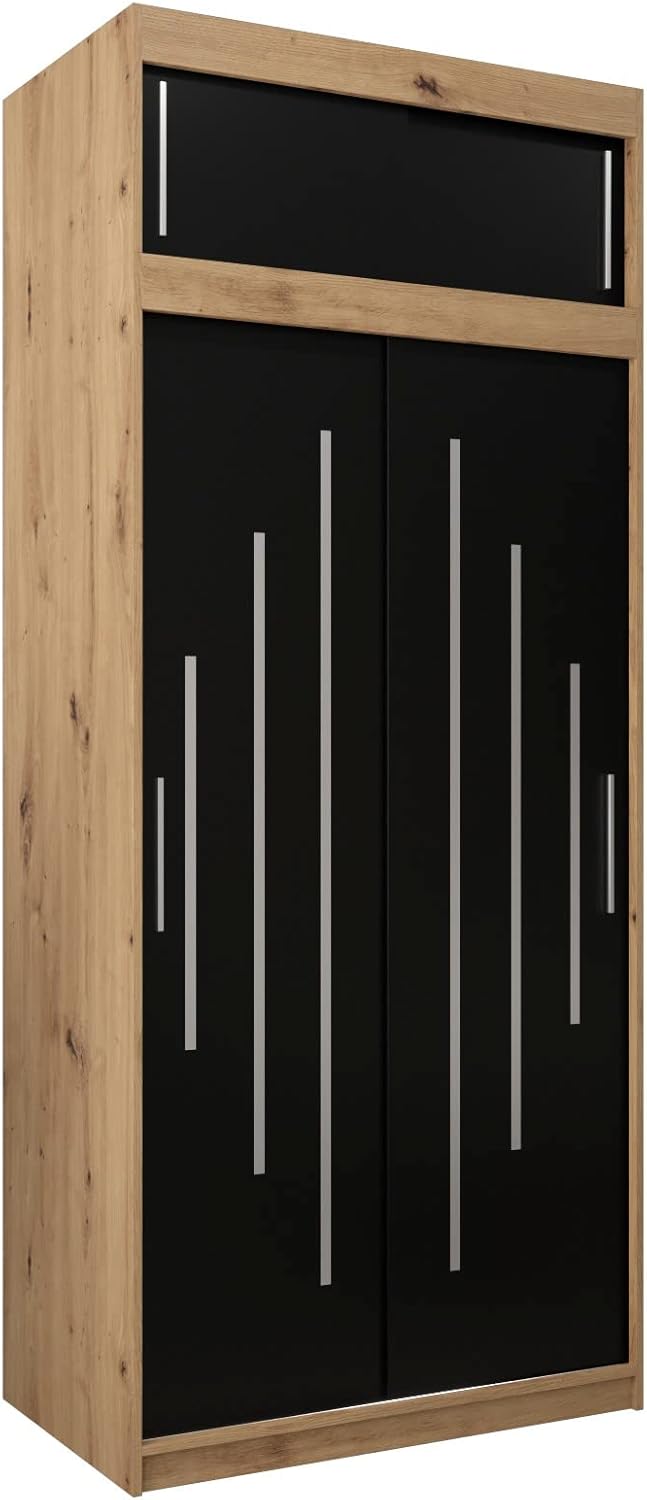 Kryspol Schwebetürenschrank York 250 cm Kleiderschrank mit Kleiderstange und Einlegeboden Schlafzimmer- Wohnzimmerschrank Schiebetüren Modern Design (Weiß)