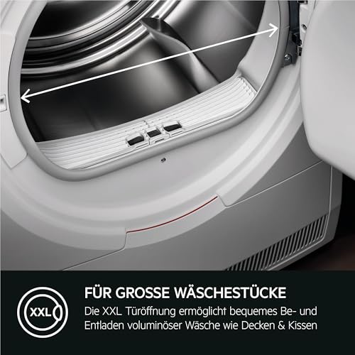 AEG Wärmepumpentrockner 8 kg, Serie 7000 SensiDry: Schonendes & energiesparendes Trockenverfahren, neue Energiekl. D, Mengenautomatik, Schontrommel, wechselende Drehrichtung, Knitterschutz, TR7T61580