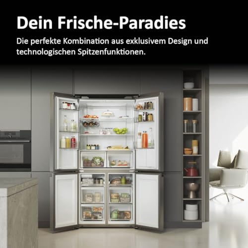 Haier Multi Door Kühl-Gefrierkombination I CUBE 83 SERIE 7 HCR7818DWPT I 4-türiger Kühlschrank mit Gefrierfach, XXL-Fassungsvermögen & 83cm Breite I 463L, Energieklasse D I Wasserspender & No Frost