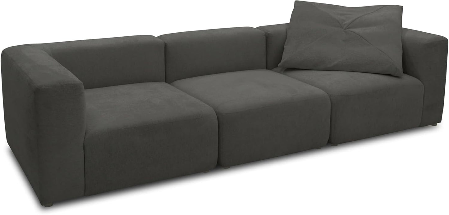 DOMO. collection Adrian Modular Sofa, 3-Seater Made of 2 x Corner Chairs and 1 x Chair, Big Sofa, Module Couch, 3 Upholstery Elements, 3-Seater Couch, 301 x 108 x 69 cm (W x D x H), Cream