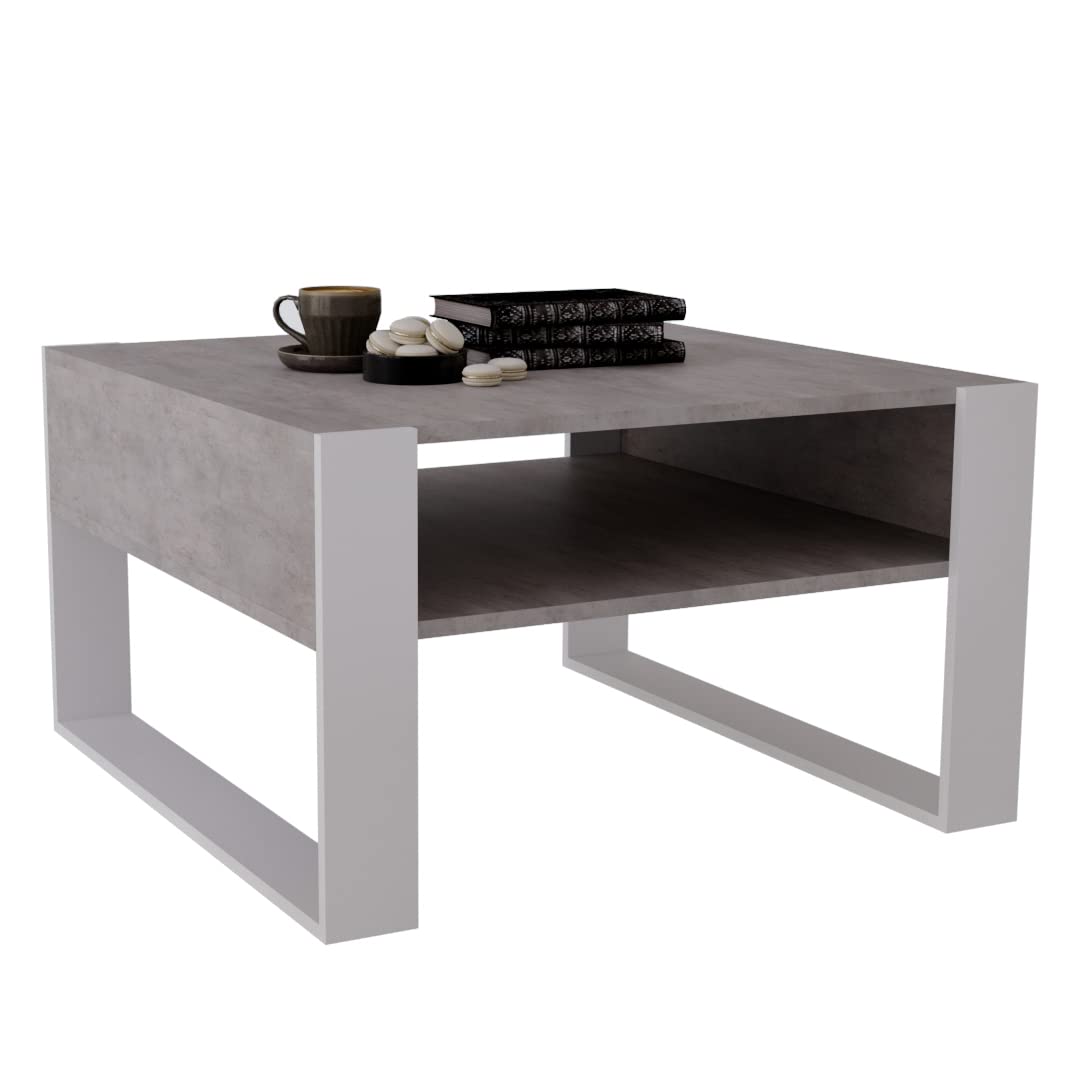 AKKE Karo Couchtisch für Wohnzimmer Beistelltisch Wohnzimmertisch Modern Sofatisch Kaffeetisch Deko Möbel für Wohnzimmer Wohnzimmertische Couchtische Eiche Mit Schwarzen Beinen