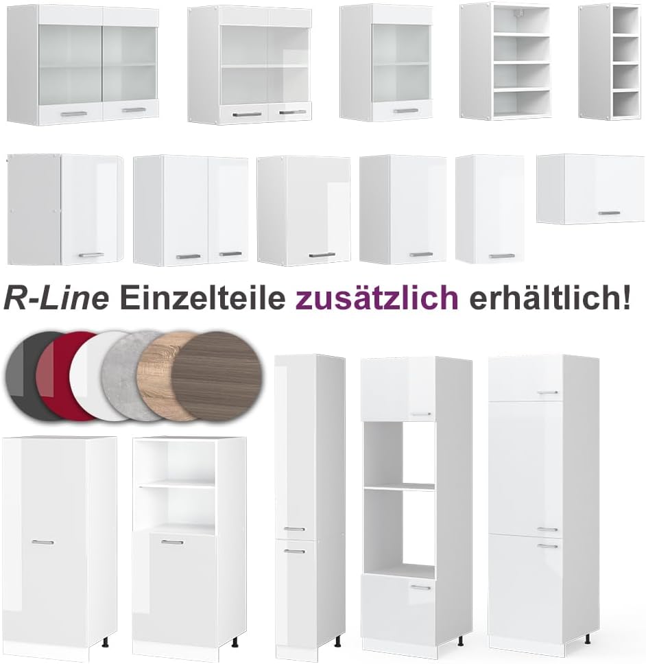 Vicco Kitchen Unit L 210 cm Kitchen Block Angle Corner Built-in Sonoma Oak - Freely Combinable Units - R-Line